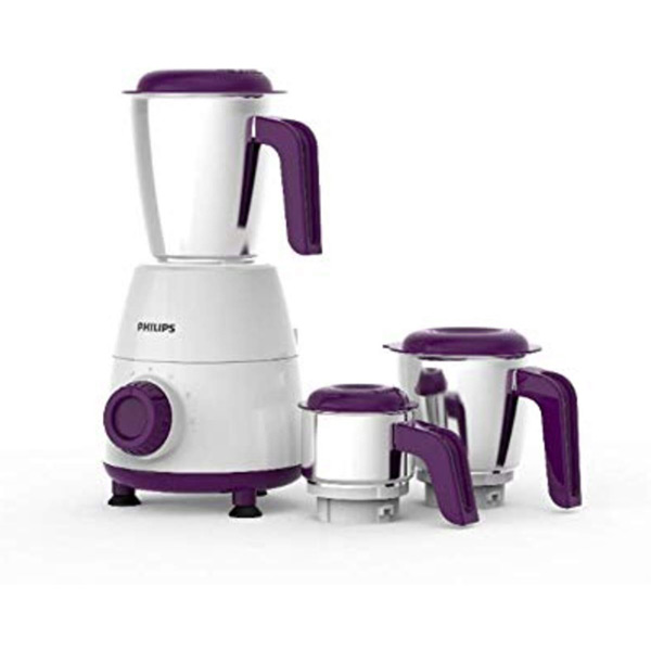Philips 500W 3 Jar Mixer Grinder (HL7505,White and Purple) -0
