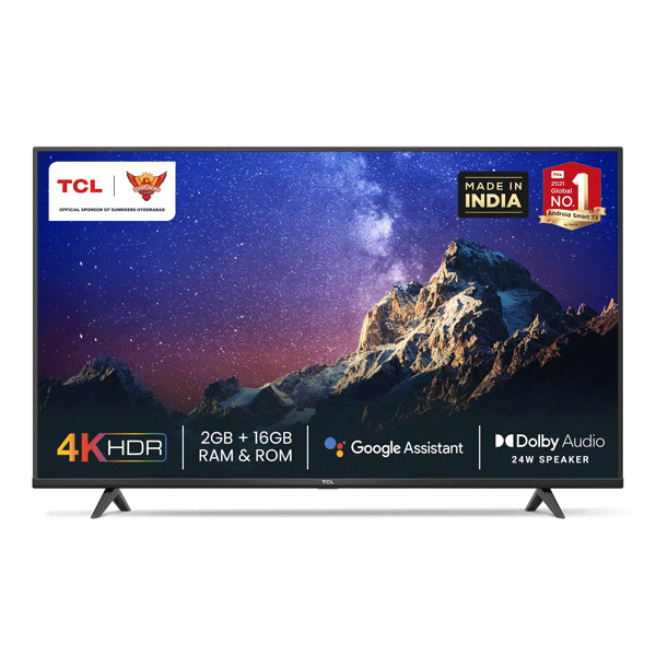 TCL 108 cm (43 inches) 4K Ultra HD Android Smart LED TV (43P615 ,Black)-0