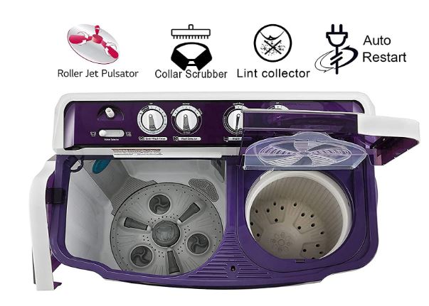 LG 7.5 Kg 5 Star Semi-Automatic Washing Machine (P7525SPAZ, Purple, Roller Jet Pulsator)-14242