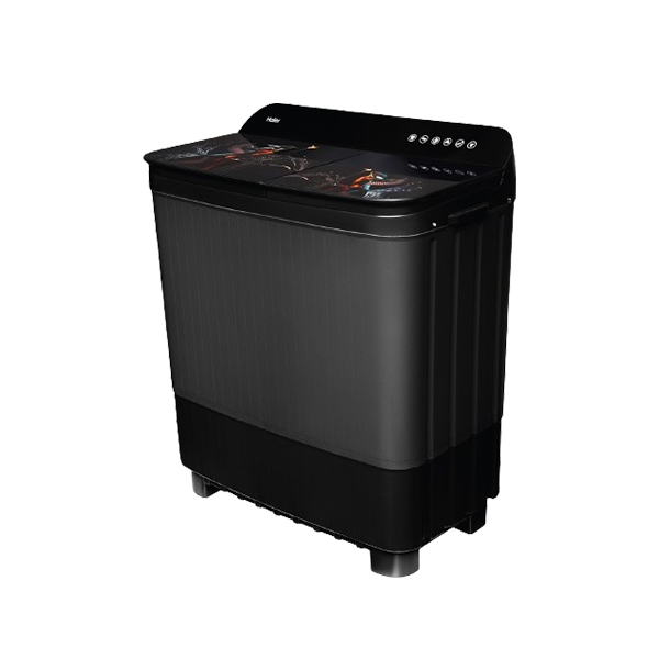 Haier 9 Kg Semi Automatic Washing Machine With Toughened Glass (HTW90-178FL,Black)