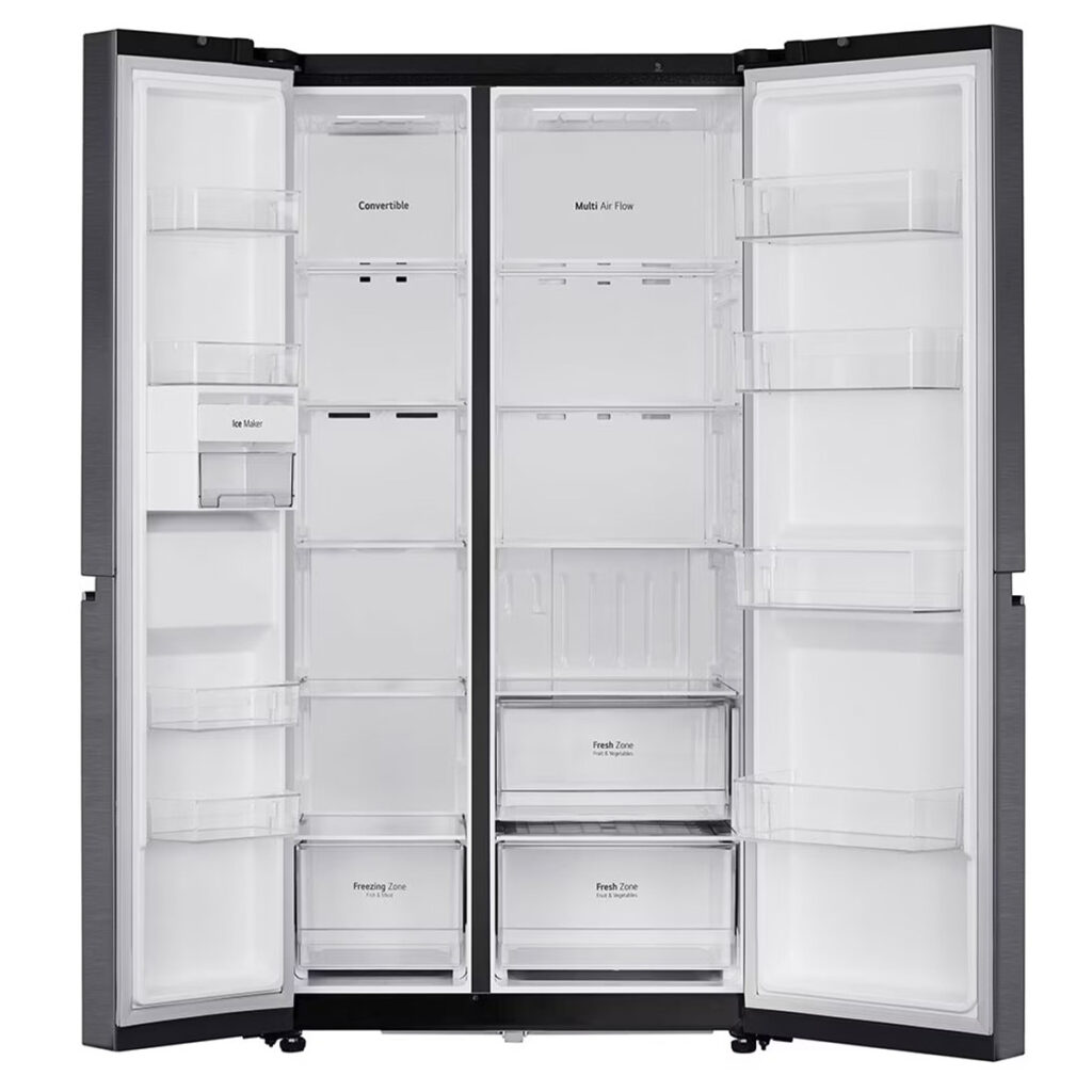 LG 650 L Convertible Side-by-Side Refrigerator with Smart Inverter Compressor, Multi Air Flow, Multi Digital Sensors (GL-B257HMC3,Matte Black PCM)