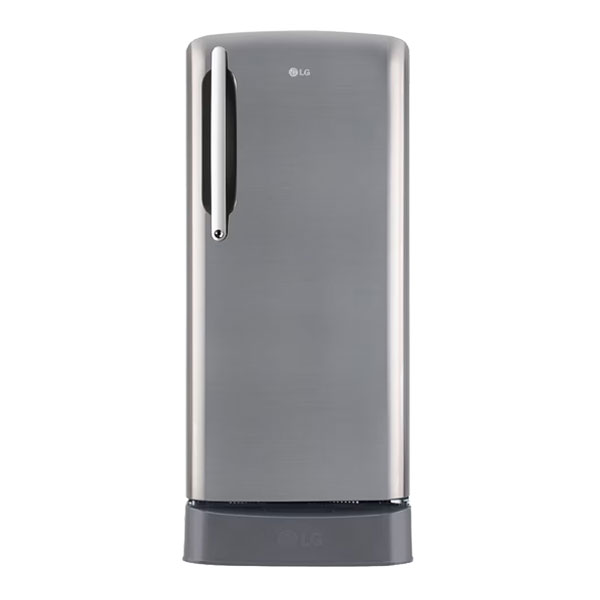 LG 201L 5 Star Direct Cool Single Door Refrigerator, Smart Inverter Compressor, With Base Stand Drawer (GL-D211HPZZ, Shiny Steel Finish)