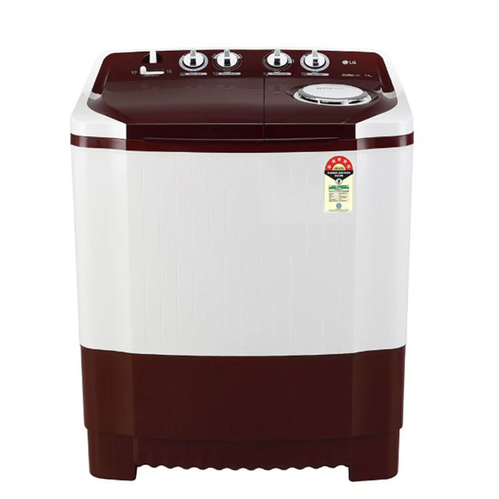 LG 7.5Kg 5 Star Semi Automatic Top Load Washing Machine, Roller Jet Pulsator (P7510RRAZ, Burgundy)