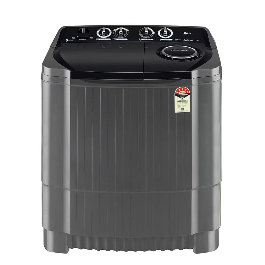 LG 9.5Kg, Semi Automatic Top Load Washing Machine, , Roller Jet Pulsator + Soak (P9555SKAZ, Middle Black)