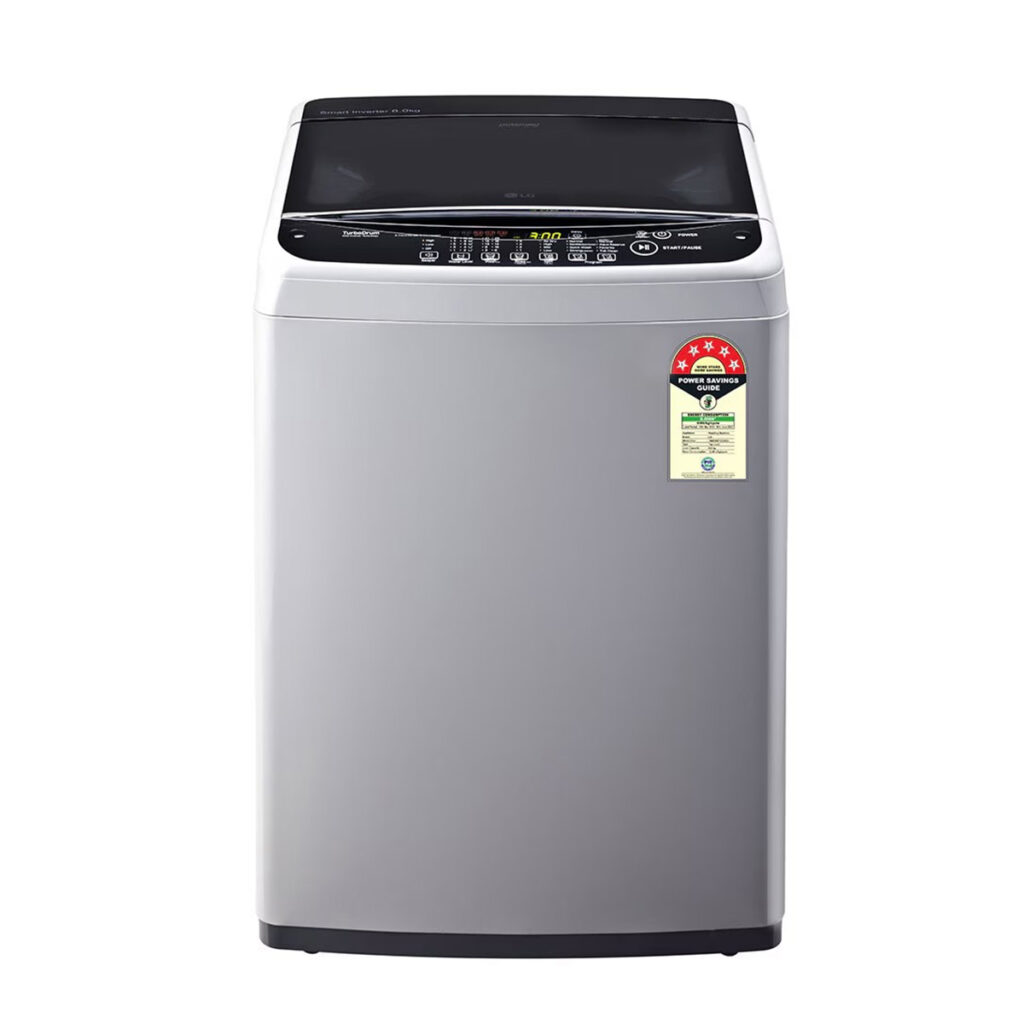 LG 8.0 Kg Top Load Washing Machine, Smart Inverter Motor (T80SNSF1Z,Middle Free Silver)