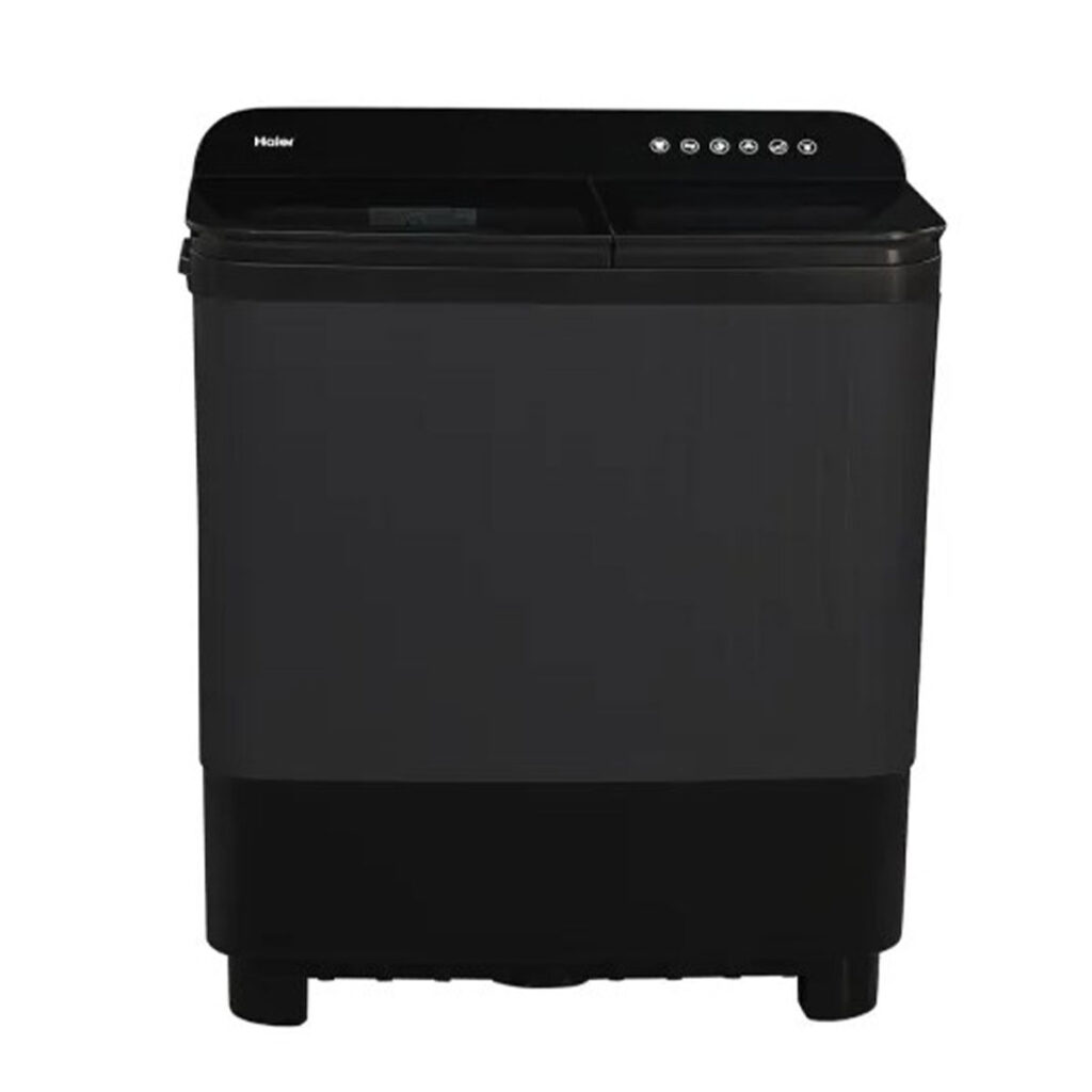 Haier 8.5 Kg Semi-Automatic Washing Machine With Toughened Glass (HTW85-178BBK,Black)