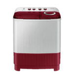 Samsung 8.0 kg 5 Star Semi Automatic Washing Machine with Hexa Storm Pulsator (WT80C4000RR, Light Gray with Wine Base)