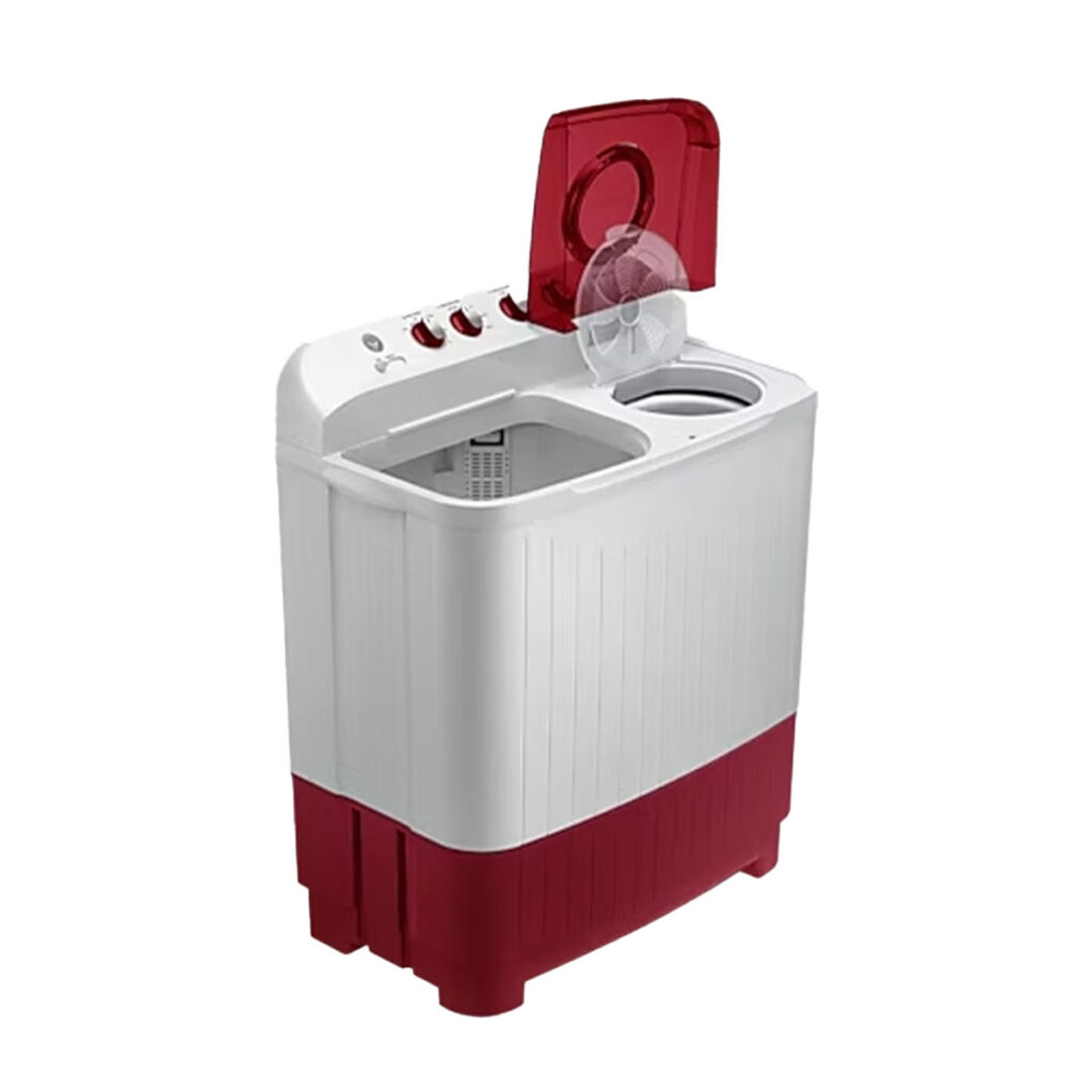 Samsung 8.0 kg 5 Star Semi Automatic Washing Machine with Hexa Storm Pulsator (WT80C4000RR, Light Gray with Wine Base)