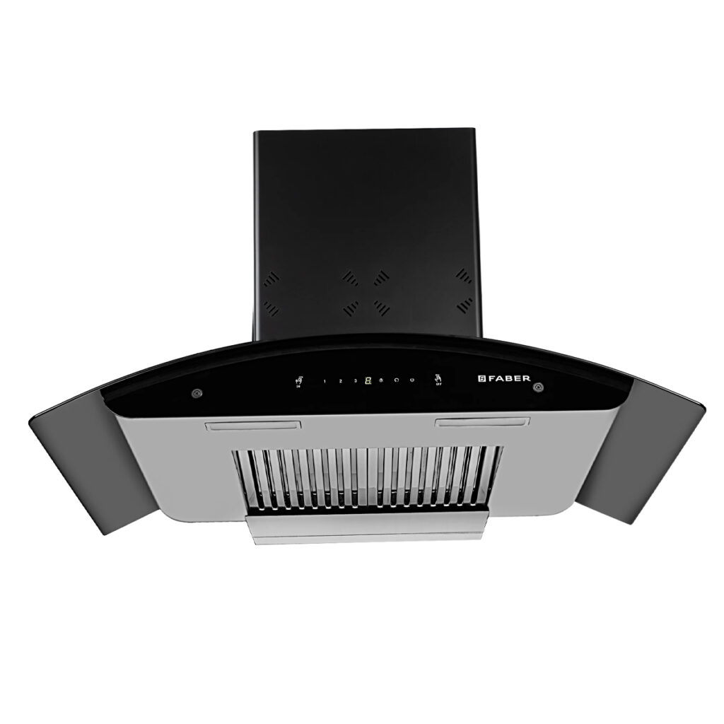 Faber 90 cm Auto Curved Clean Chimney (HOOD ELLORA 3D IN HC SC BF BK 90, Black)