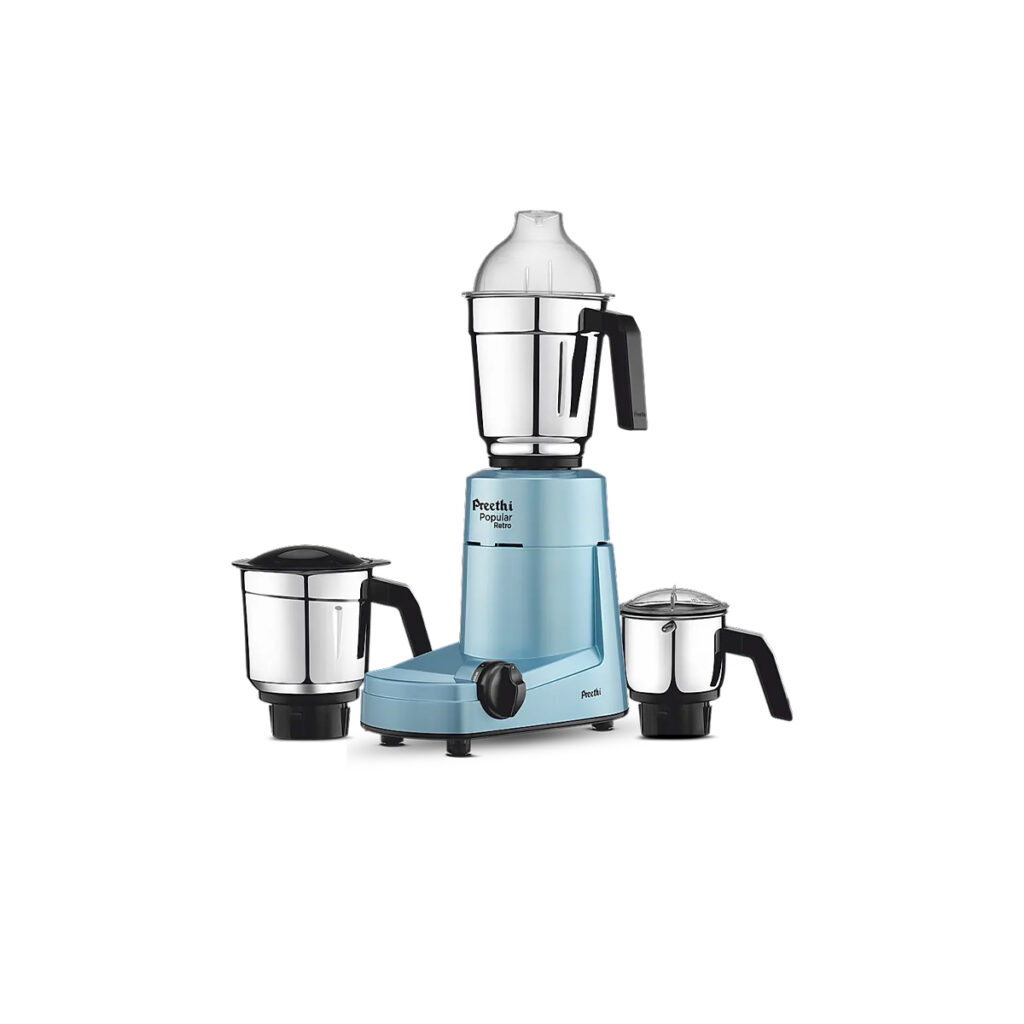 Preethi Popular 750 W Mixer Grinder 3 Jars (MG 267,Retro Blue)