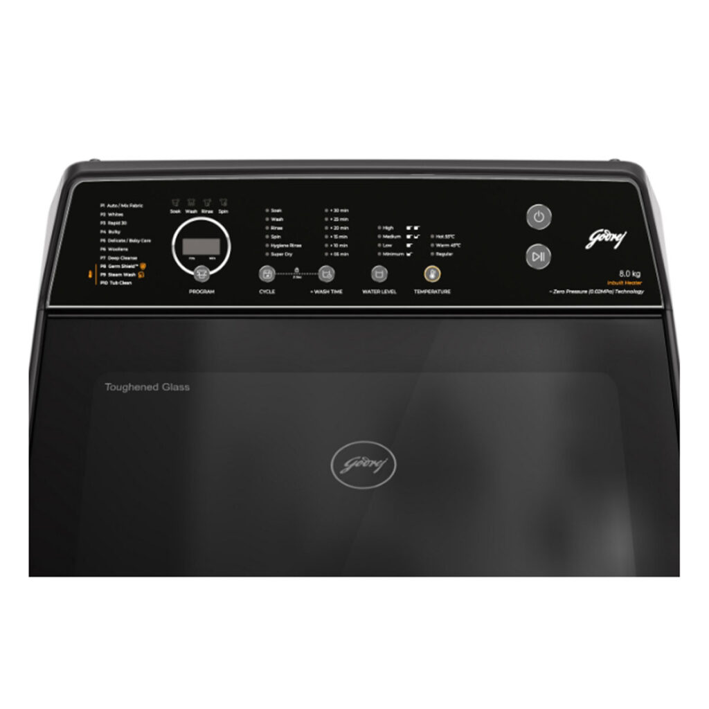 Godrej 8 kg 5 Star Fully Automatic Top Load Washing Machines(WTEON VLVT 80 5.0 FDTS MTBK, Metallic Black)