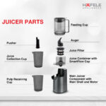 Hafele Magnus Prime Cold Press Juicer 250W, 100mm Wide Chute, 50RPM Speed for Max Nutrition, Maximum Extraction of Juice