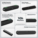 GOVO GOSURROUND 220 16W Bluetooth Sound Bar, 2000 Mah Battery (2.0 Channel, Platinum Black)