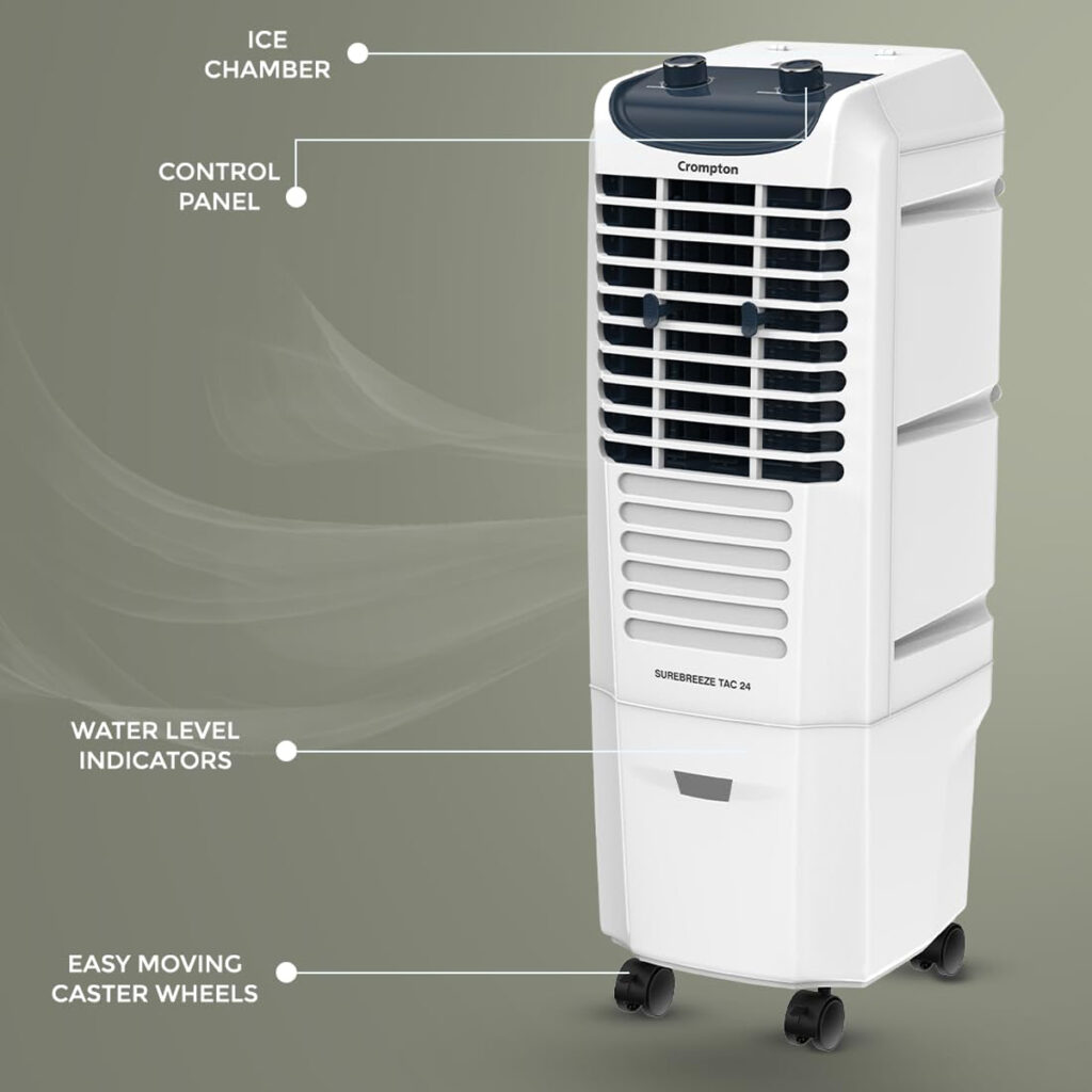 Crompton 24 L Tower Air Cooler, Auto Fill, 4-Way Air Deflection(ACGC-SUREBREEZE24)