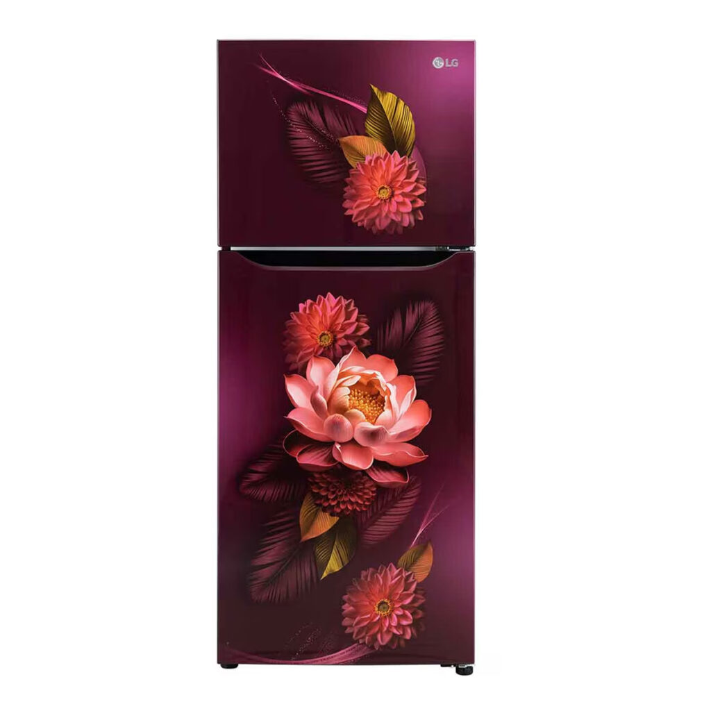 LG 240L 2 Star Double Door Refrigerator with Smart Inverter Compressor, Multi-Air Flow (GL-S292SRWY, Red Water Lily)