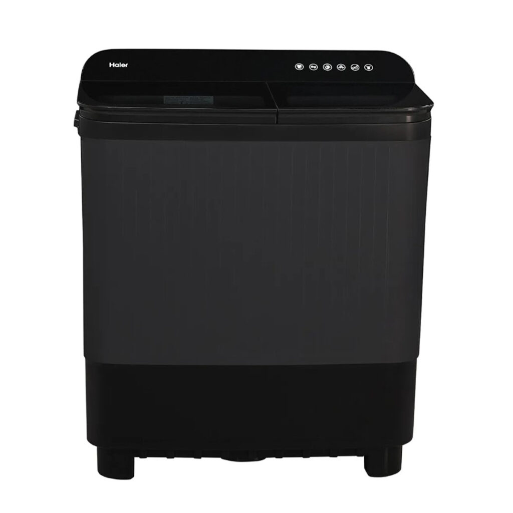Haier 10Kg Semi-Automatic Washing Machine With Toughened Glass (HTW100-178BKN,Black)