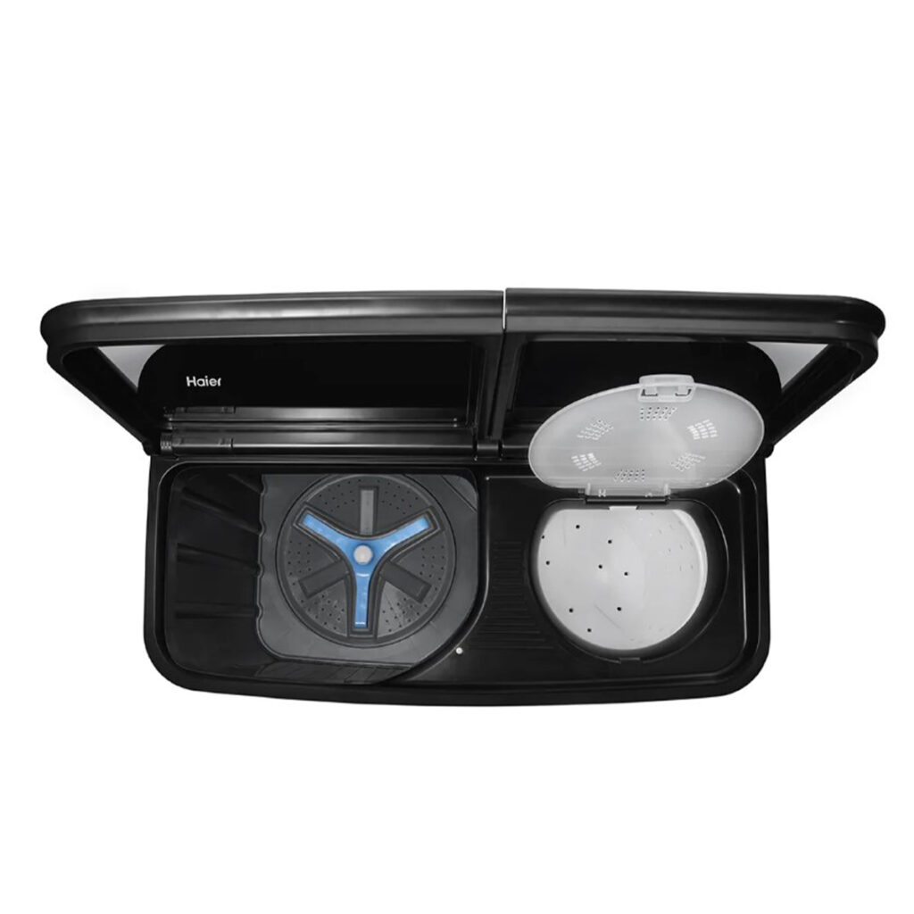 Haier 10Kg Semi-Automatic Washing Machine With Toughened Glass (HTW100-178BKN,Black)