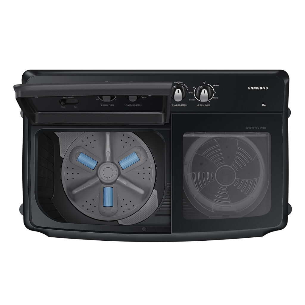 Samsung 8.0 kg 5 Star Semi Automatic Washing Machine (WT80B3560GB, Dark Gray with Ebony Black Panel)