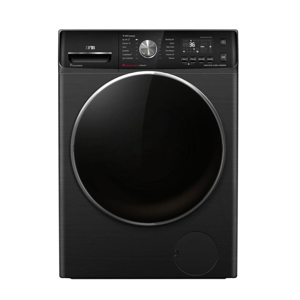 IFB 9 kg 5 Star Front Load Fully Automatic WIFI Washing Machine, RPM 1400(Executive BHC 9014 SSLC, Black Hairline)