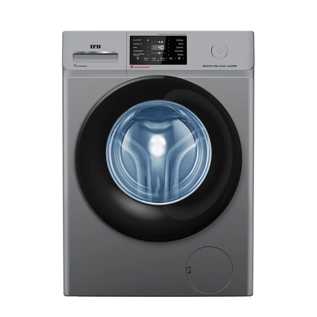 IFB 8 kg 5 Star Front Load Fully Automatic Wi-Fi Washing Machine, RPM 1400(Senator MSN 8014, Metallic Silver)