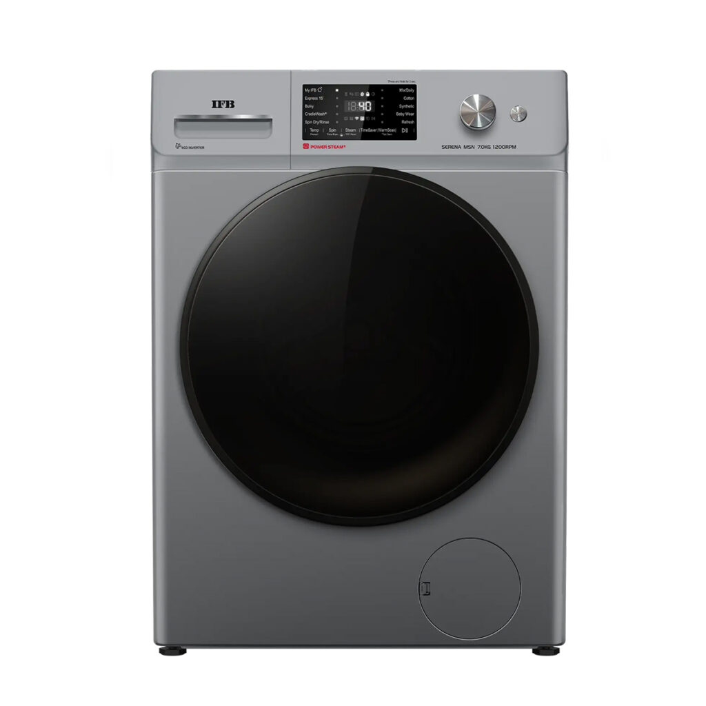 IFB 7 kg 5 Star Front Load Fully Automatic Wifi Washing Machine, RPM 1200 (Serena MSN 7012K CMS, Metallic Silver)