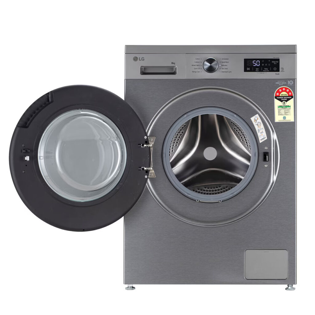 LG 8Kg 5 Star Front Load Washing Machine, Inverter Direct Drive with Wi-Fi (FHB1208Z4P, Platinum Silver)