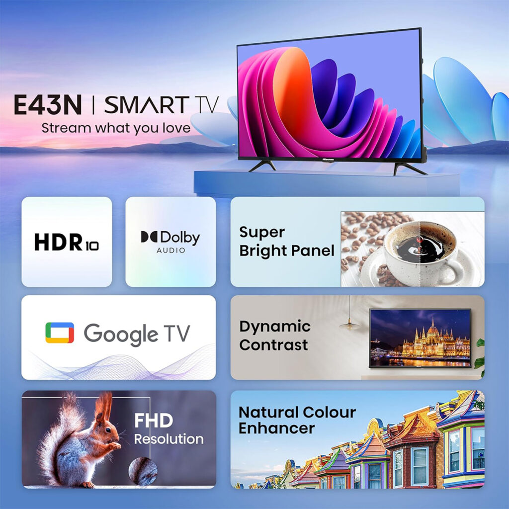 Hisense 108cm (32 Inch) Full HD Google Smart Led TV (E43N)