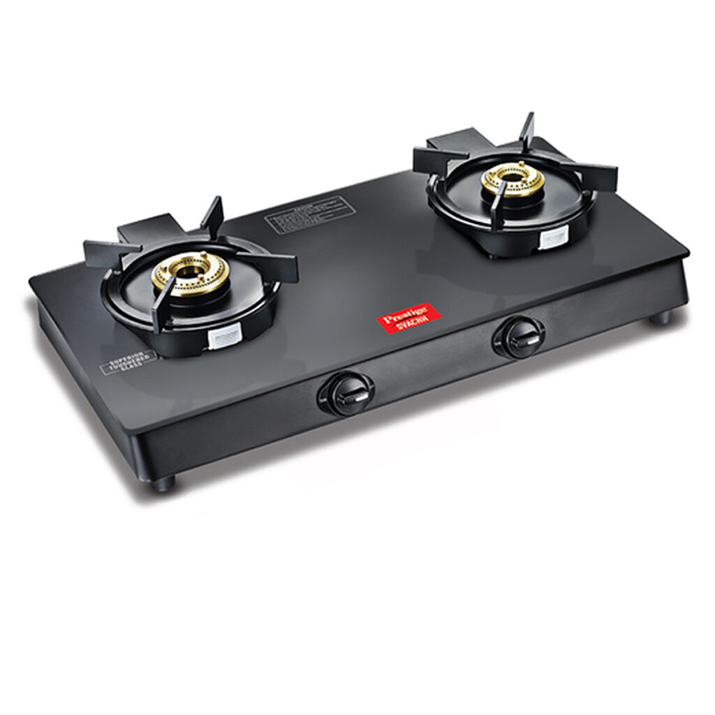 Prestige Svachh Neo Toughened Glasstop Gas Stove with Liftable 2 Burners (GTSN 02, Black)