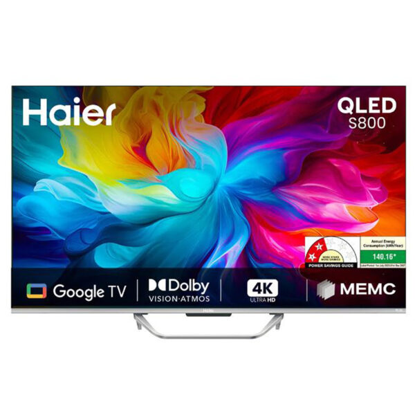 Haier 108cm (43 Inch) QLED 4K Smart Google LED TV With Dolby Vision. Atmos (43S800QT-P, Grey)