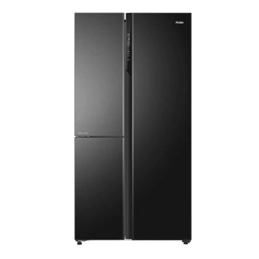 Haier 598L 3 Star 3 Door Side by Side Convertible Refrigerator Wi-Fi (HRT-683KGU1, Black Glass)