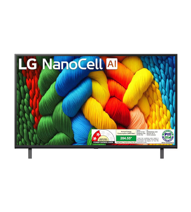 LG 139cm (55 Inch) 4K UHD NANO Smart TV with α7 AI Processor 4K Gen8, Filmmaker Mode with Dolby Atmos (55NANO83A6A)