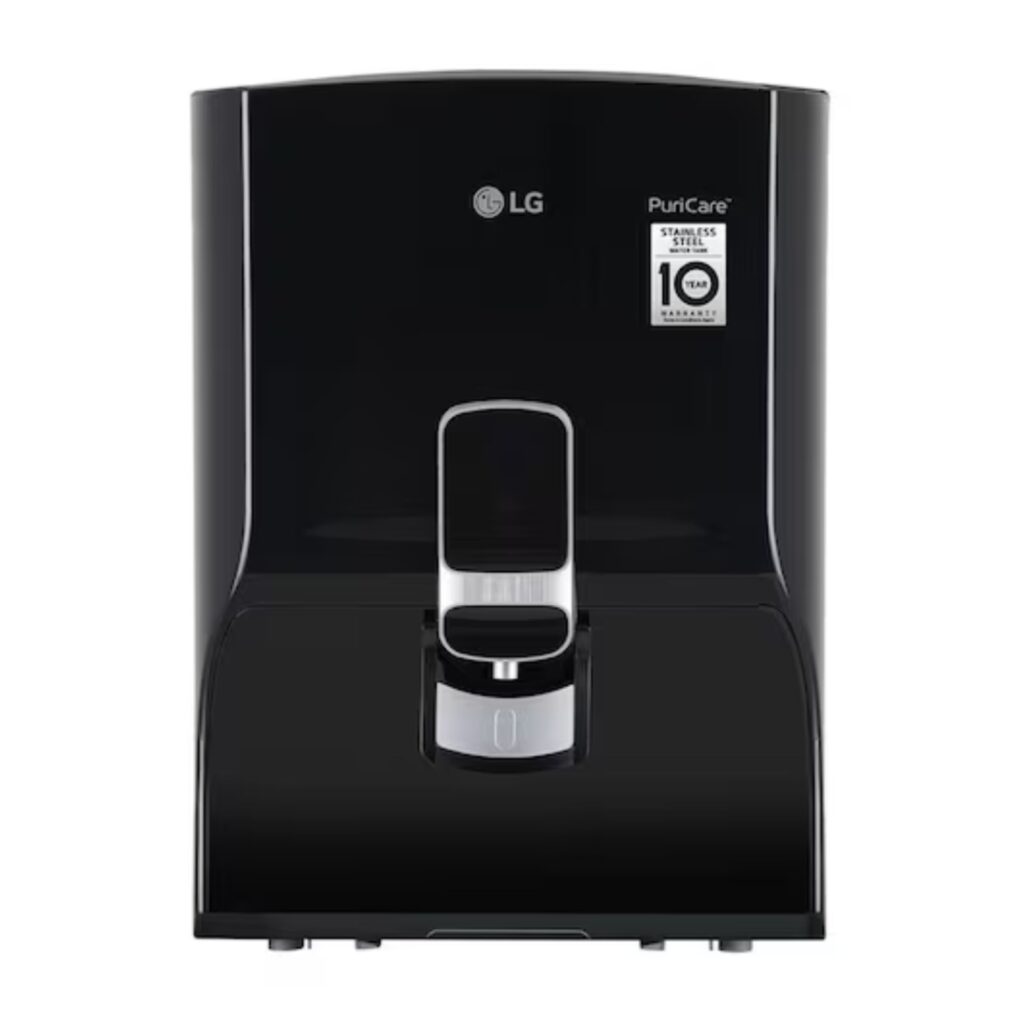 LG 8L RO Water Purifier, Stainless Steel Tank, Digital Sterilizing Care (WW132NF, Solid Black)
