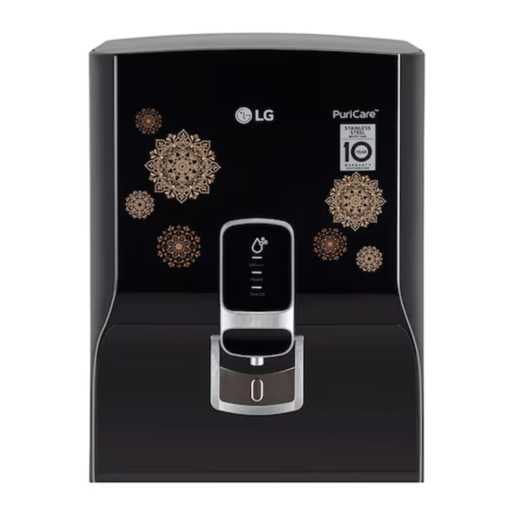 LG 8L RO+UV+Mineral Booster Water Purifier, Steel Tank (WW155NTB, Solid Black)
