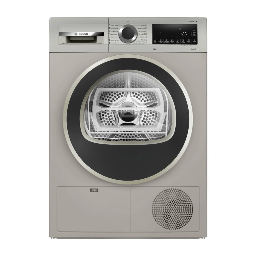Bosch 9 kg Series 4 Front Load Fully Automatic condenser tumble Clothes dryer (WPG24108IN, Silver inox)