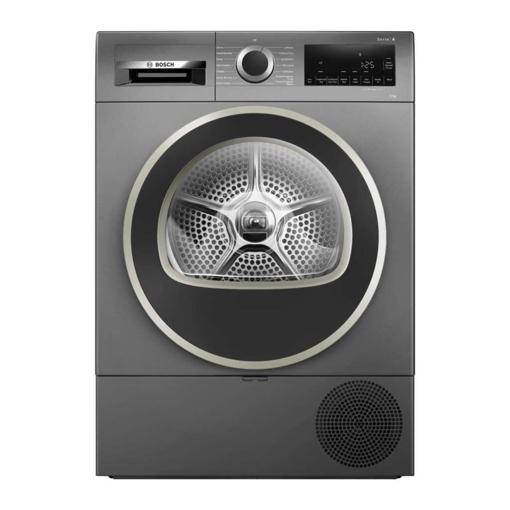 Bosch 9 kg Series 4 Front Load Fully Automatic heat pump Tumble Clothes Dryer (WQG2420RIN, Cast iron grey)