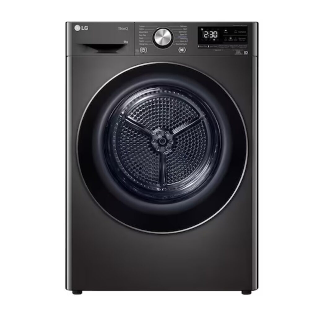 LG 9 kg Clothes Dryer with Dual Inverter Heat Pump, EcoHybrid Technology (DHV09SAB, Black Steel)
