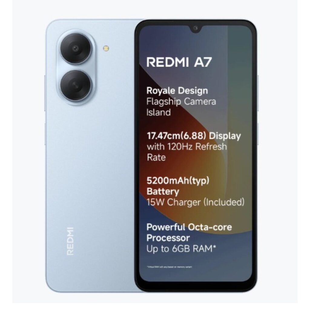 Redmi A7 (3GB RAM/64GB Storage, Sky Blue)