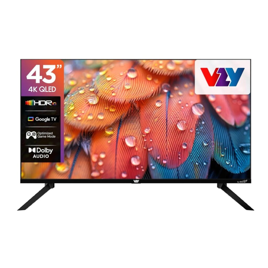 VZY by DishTV 108 cm (43 inch) QLED 4K Ultra HD Smart Google TV (X43UHQG5)