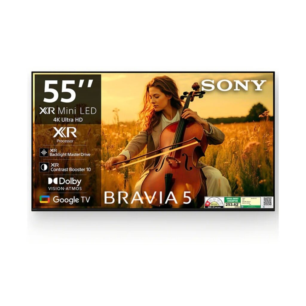 Sony 139cm (55 Inch) BRAVIA 5 Ultra HD 4K AI Technology Smart Mini LED Google TV (K-55XR55A, Black)