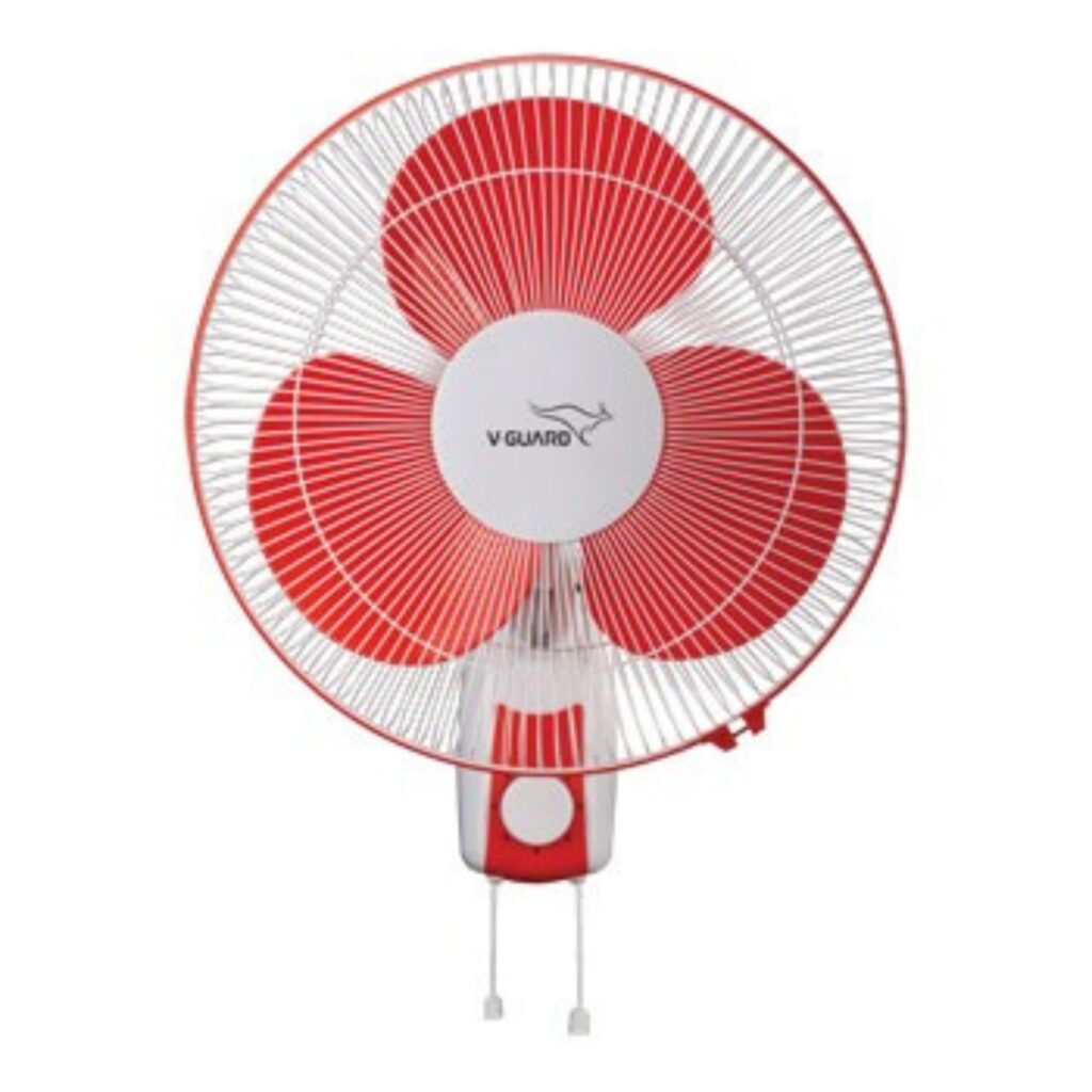 V-guard Glado STD 55W Wall Fan, White Red