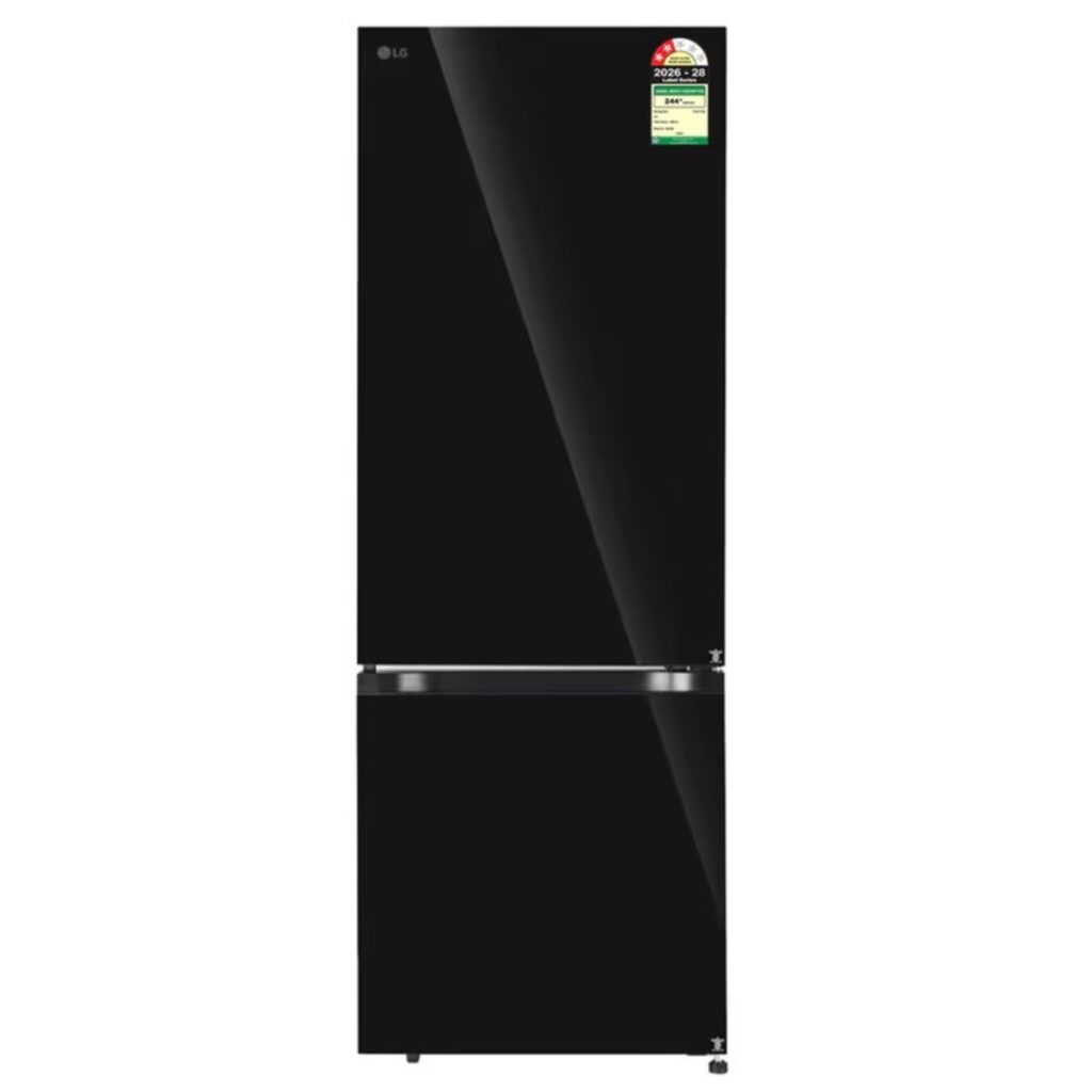 LG 340L 2 Star Wi-Fi Convertible Bottom Freezer Refrigerator, Door Cooling+ (GLB3426BEBM, Black Mirror)