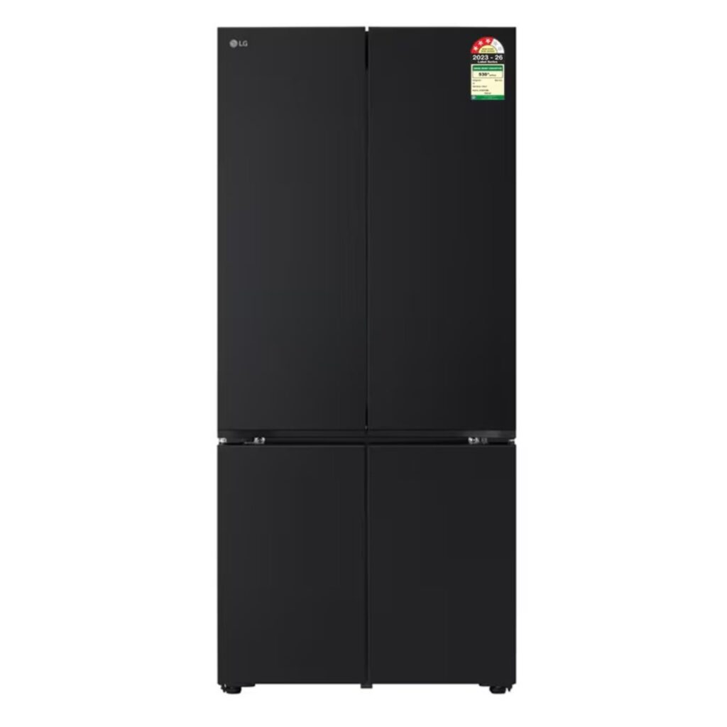LG 610L 3 Star Wi-Fi Convertible French Door (4 Door) Refrigerator, Fresh Converter+, DoorCooling+ (GV-B25FFGMB, Black Glass)