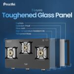 Preethi Silverin 3 Burner Glass Top Gas Stove, Manual Ignition(GTS426) - Image 3