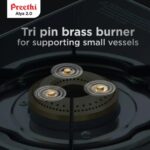 Preethi Alya 3 Burner Glass Top Gas Stove ,Manual Ignition (GTS413) - Image 3