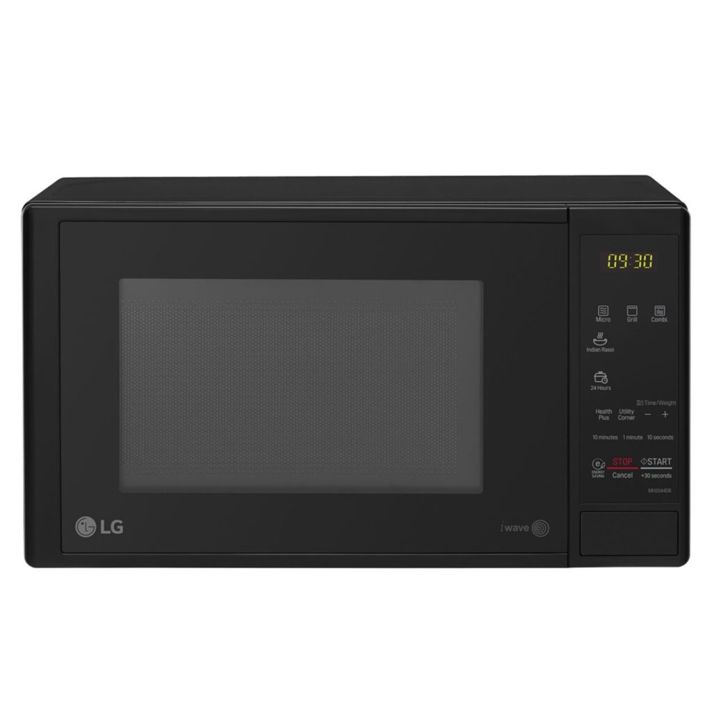 LG 20 L Microwave Oven Grill with Glass Door, i-wave technology, Quartz Heater, Anti-Bacterial Cavity (MH2044DB, Black)
