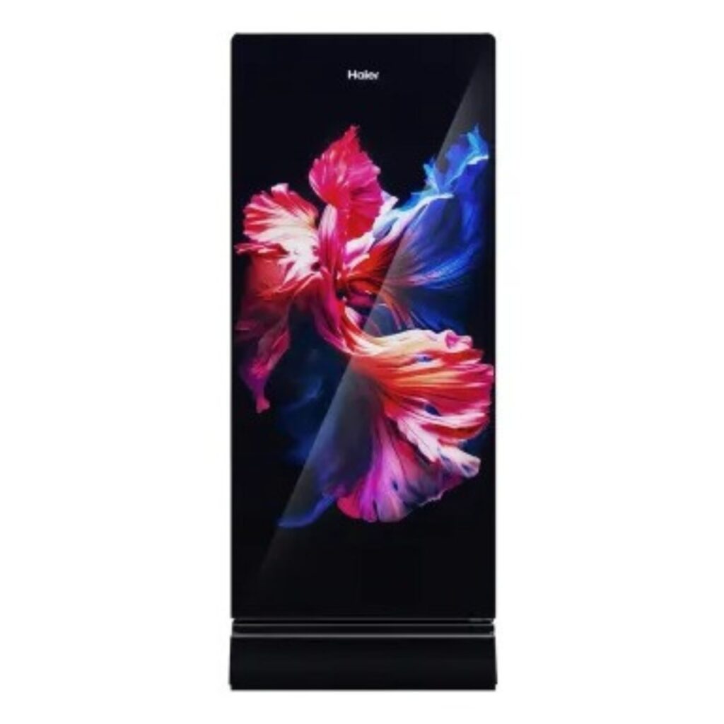 Haier 190L 5 Star Direct Cool Single Door Refrigerator with Base Drawer (HRD-2115PWGA-N, Wave Glass)