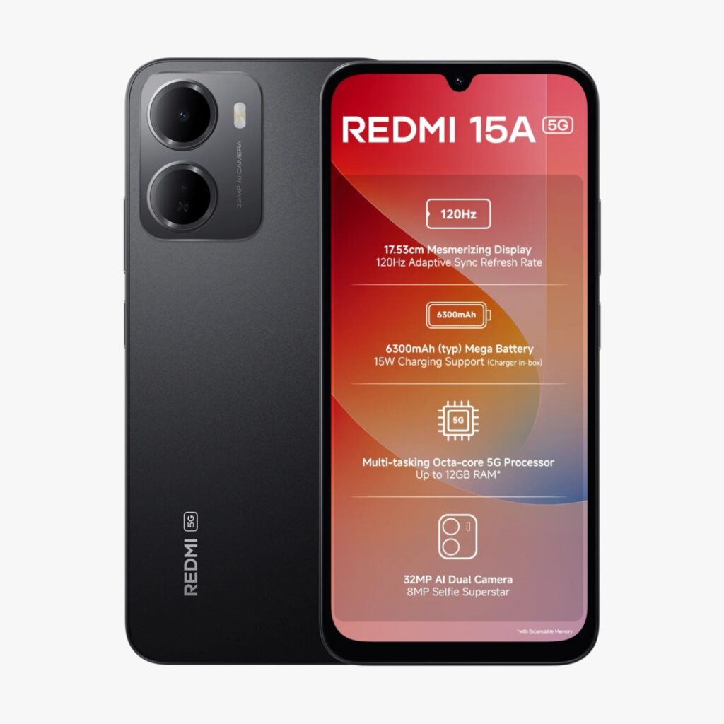Redmi 15A 5G (4GB RAM/64GB Storage, Ace Black)