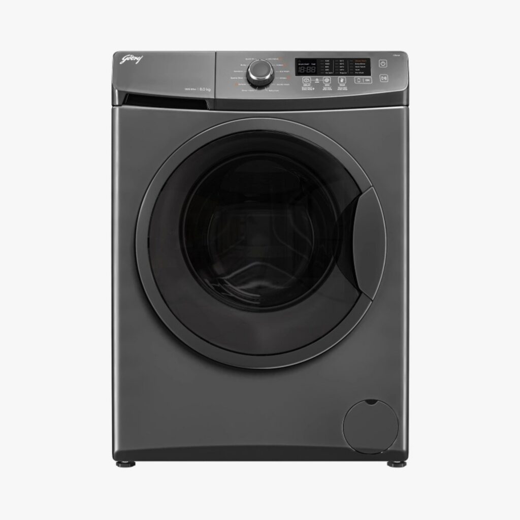 Godrej 8 Kg 5 Star Fully Automatic Front Load Washing Machine, Rpm 1200 (WFEON CRS 8012 5.0 FKEDM Metallic Black)